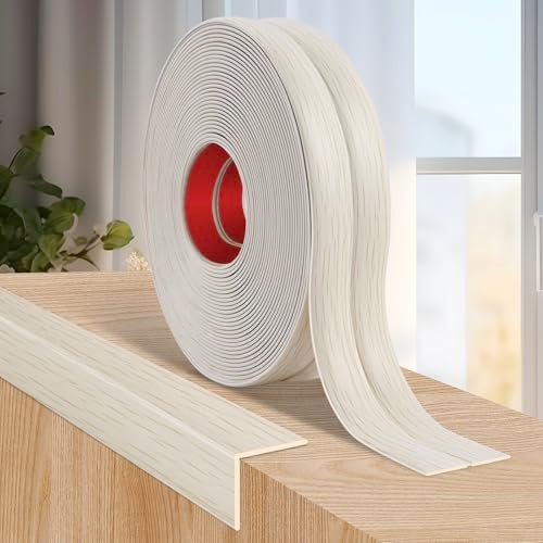 LSGCQ Flexible Wall Corner Protector Moulding Trim Peel and Stick Wall Corner Guards Edge Protector Self Adhesive Molding Trim Strip for Edge Ceiling Beige Wood Grain 16 in x 20 Ft - Image 1