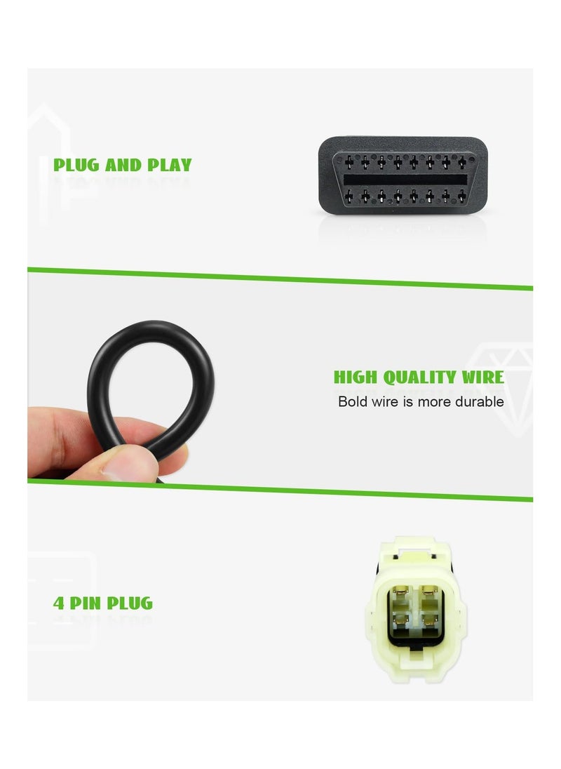 Obd2 Diagnostic Cable Fit for Kawasaki Motorcycle 4 Pin to 16Pin Adapter Fit for Z250 Z650 Z1000 Er6N Ex650F Ninja400