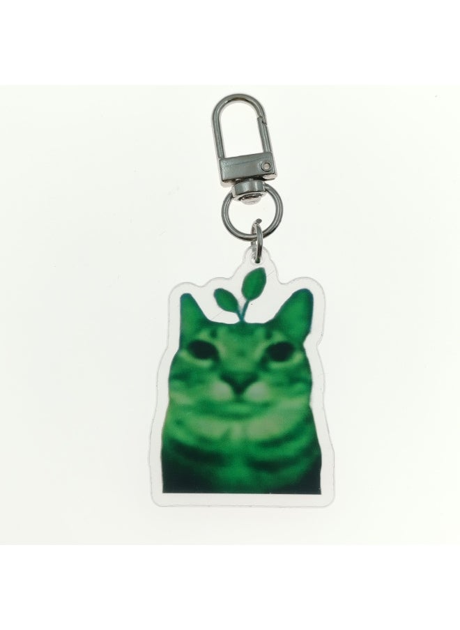 Generic - zip zip zap zap zip zip, alien cat meme, Alien keychain, Green Alien Cat Fun Cute Keychain, Backpack pendant-Color:Alien cat C-Size:5 cm - Image 1