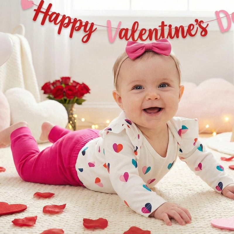 Fullfamous Newborn Baby Girl Clothes Gifts Outfits,Fall Winter Long Sleeve Romper and Pant Set Raspberry Heart 0-3 months - Image 4