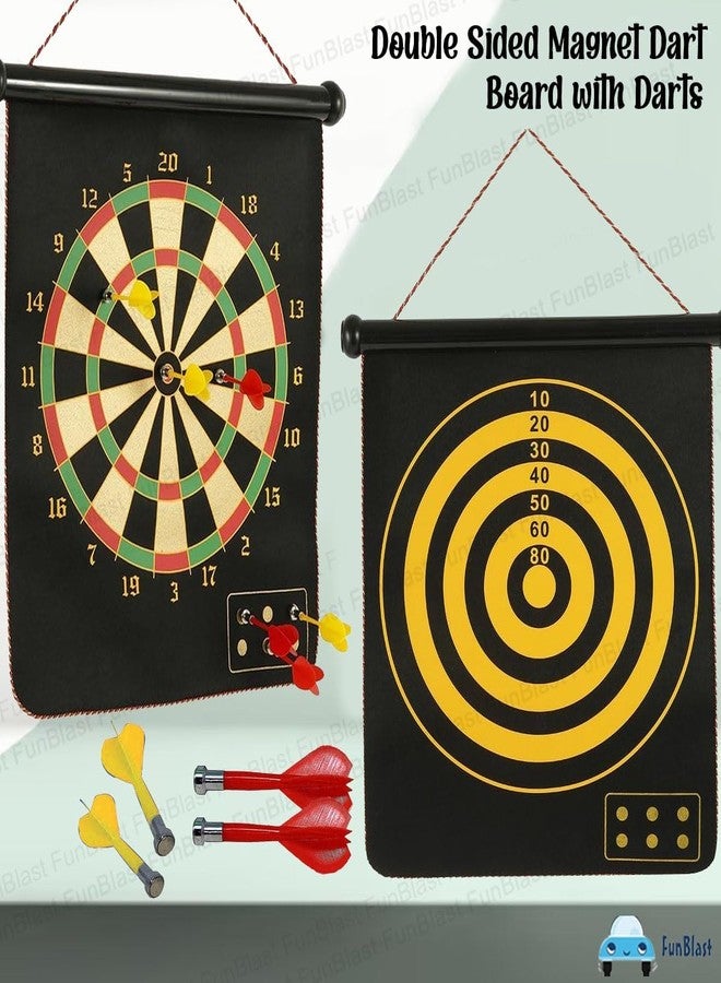 FITNACE Foldable Large 12Inch/15 Inch/17 Inch Double Sided Magnetic Dartboard Game for Kids Adults with 6 Non Pointed Darts-Black (15 INCH Magnetic Dart Board) - Image 2