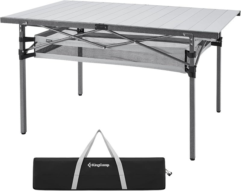 KingCamp Aluminium Camping Table Garden Table Roll-Up Folding Table for 4-6 People up to 80 kg Maximum Load 136 x 70 x 70 cm - Image 1