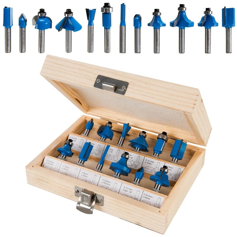 Router Bit Set 12 Pcs 6mm Heel Router Bit Set Wood Forming Drill Bits Wood Sorting Bits Multi Size Woodworking Tool Set - Image 1