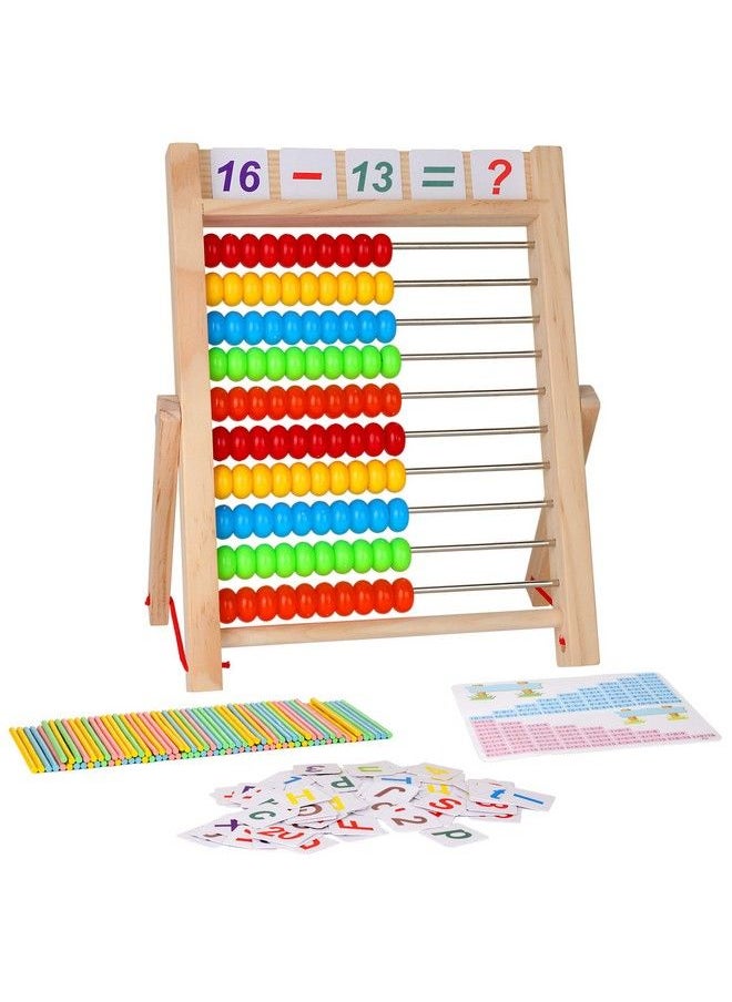 KIDWILL Preschool Math Learning Toy10Row Wooden Frame Abacus With MultiColor Beads Counting Sticks Number Alphabet Cards Gift For 2 3 4 5 6 Years Old Toddlers Boys Girls  - Image 2