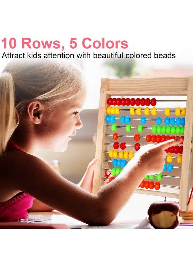 KIDWILL Preschool Math Learning Toy10Row Wooden Frame Abacus With MultiColor Beads Counting Sticks Number Alphabet Cards Gift For 2 3 4 5 6 Years Old Toddlers Boys Girls  - Image 3