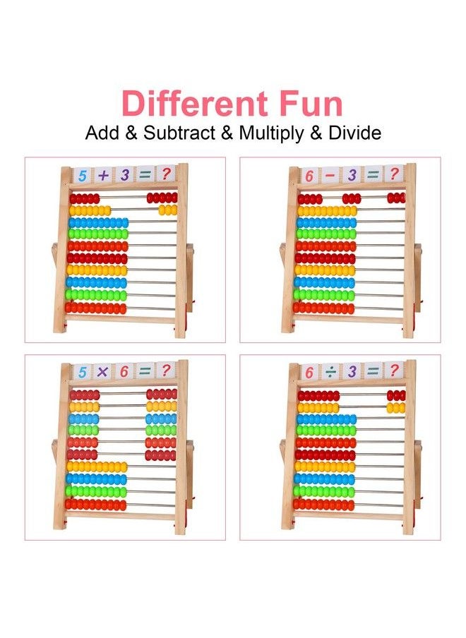 KIDWILL Preschool Math Learning Toy10Row Wooden Frame Abacus With MultiColor Beads Counting Sticks Number Alphabet Cards Gift For 2 3 4 5 6 Years Old Toddlers Boys Girls  - Image 5