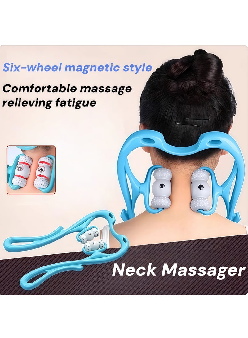 Loquat Neck Massager With 6 Wheels - Pressure Point Tool for Pain Relief, Deep Tissue - Handheld Shoulder Massager for Arm, Legs, Back, and Shoulders - Image 1