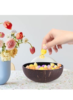SYOSI Coconut Bowls, Natural Coconut Bowl Shell Bowls Key Bowl for Entryway Table Candy Container Nuts Holder Bowl for Decoration (Golden)  - Image 3