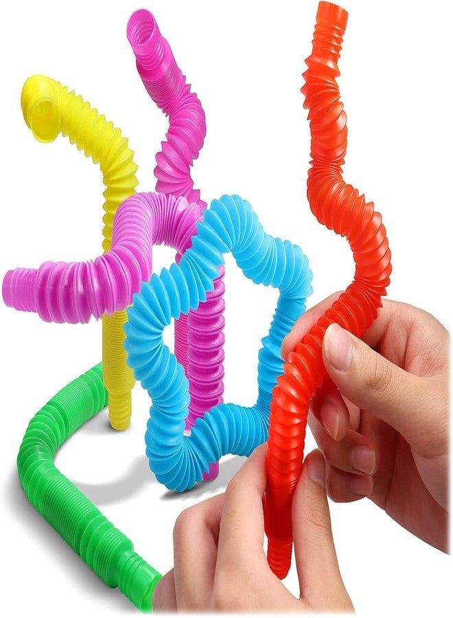 VIRELLO Pop Tubes Fidget Toy, Sensory Tubes, Poppin Pipes for Kids, Stress Relief Stretch Bend Build and Connect Toy, Fidget Toys for Sensory Learning, Colorful Pop Tubes (Pack of 8) - Image 5