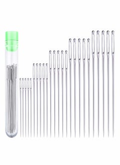 Excefore Large Eye Needles, 25 Pcs Large Eye Stitching Needles for Hand Sewing with 5 Different Sizes with Clear Storage Tube Stainless Steel Needles for Handicrafts, Sewn Needles  - Image 1