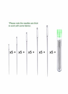 Excefore Large Eye Needles, 25 Pcs Large Eye Stitching Needles for Hand Sewing with 5 Different Sizes with Clear Storage Tube Stainless Steel Needles for Handicrafts, Sewn Needles  - Image 3