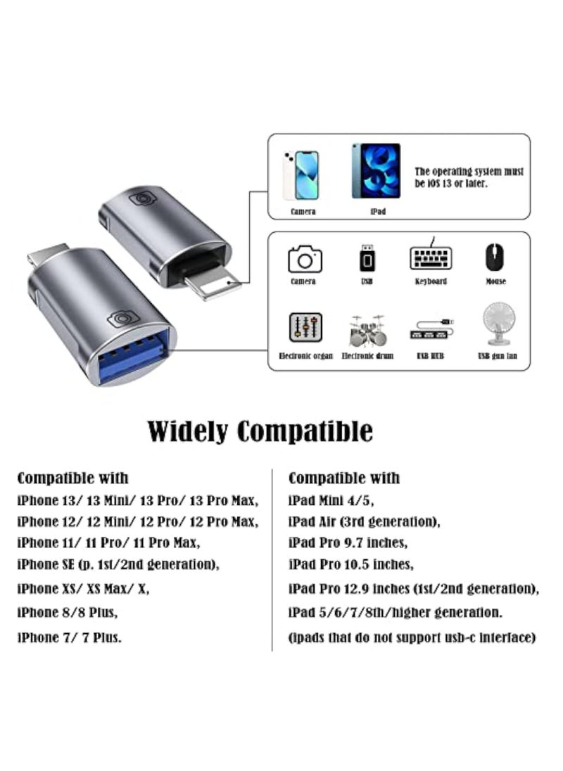 KASTWAVE - 2 Pieces to USB Adapter, USB to iO-S OTG3.0 Adapter, Compatible with Apple MagSafe Watch iPhone The Connection Between IP-Hone and Products Such as Cameras, USB Drives, Card Readers, mice - Image 1
