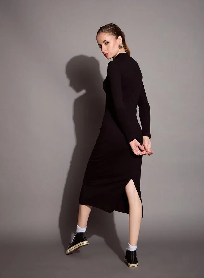 SASSAFRAS Ribbed Midi Dress