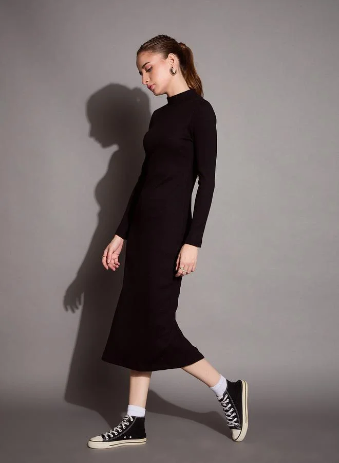 SASSAFRAS Ribbed Midi Dress