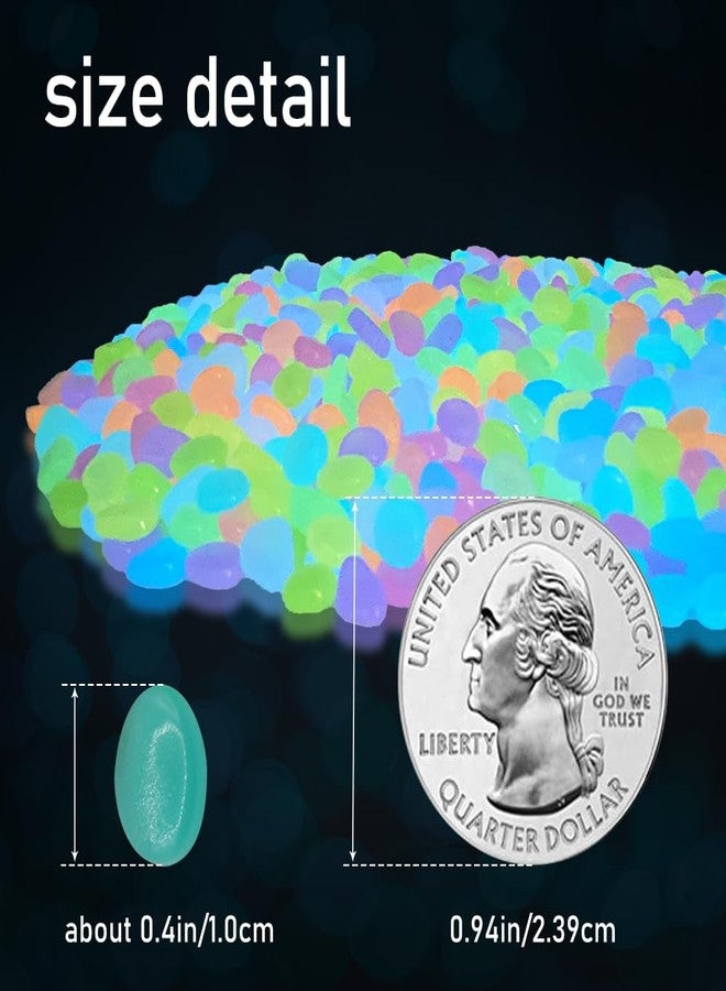 حصى متوهجة متعددة الألوان من ZRAIUPUSA، أحجار متوهجة، صخور متوهجة، ديكور ملون لأحواض الأسماك والممرات والحدائق وأحواض السمك والممرات ومداخل السيارات، حصى لامعة تعمل بالضوء أو ضوء الشمس (1000 قطعة، متعددة الألوان) - Image 2