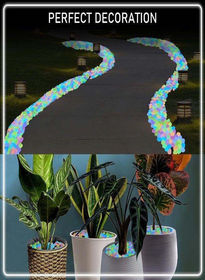 حصى متوهجة متعددة الألوان من ZRAIUPUSA، أحجار متوهجة، صخور متوهجة، ديكور ملون لأحواض الأسماك والممرات والحدائق وأحواض السمك والممرات ومداخل السيارات، حصى لامعة تعمل بالضوء أو ضوء الشمس (1000 قطعة، متعددة الألوان) - Image 5