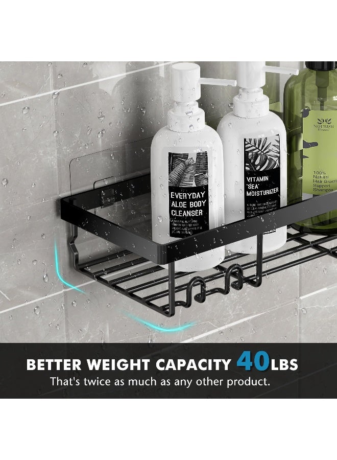 Moforoco Shower Caddy Shelf Organizer Rack, Self Adhesive Black Bathroom Shelves Basket, Home Farmhouse Wall Inside Organization and Storage Decor Rv Accessories, First Camper Apartment Essentials - Image 5