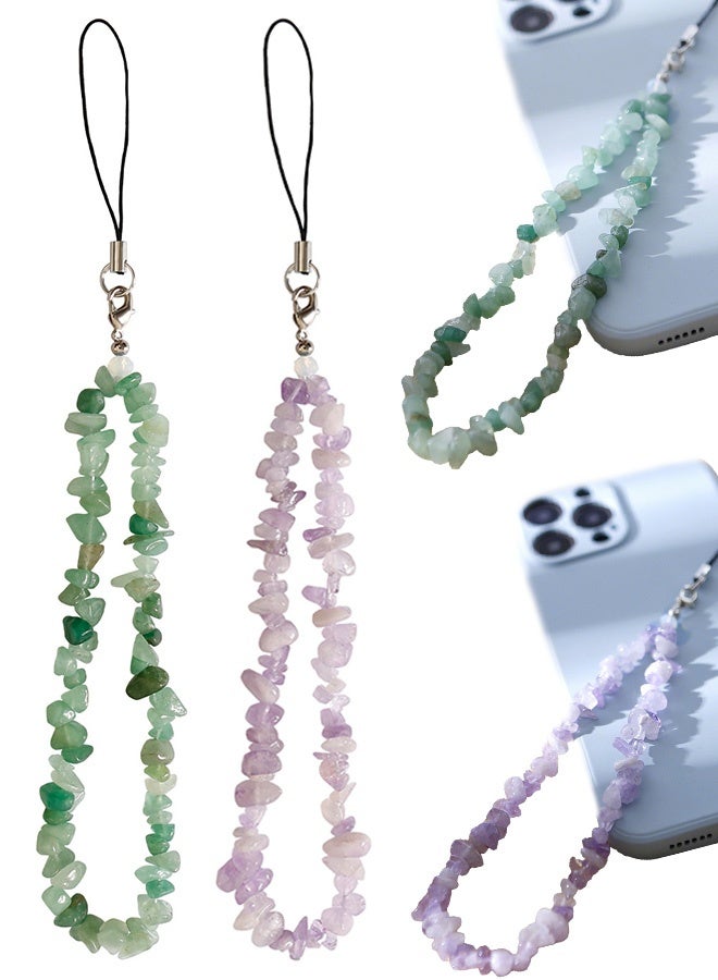 Phone Charms/ Chain Strap for Women Girls Handmade Bohemian Style Cell Phone Case Lanyard Wrist Strap  Natural Gemstone Charms for Keychain - Image 1