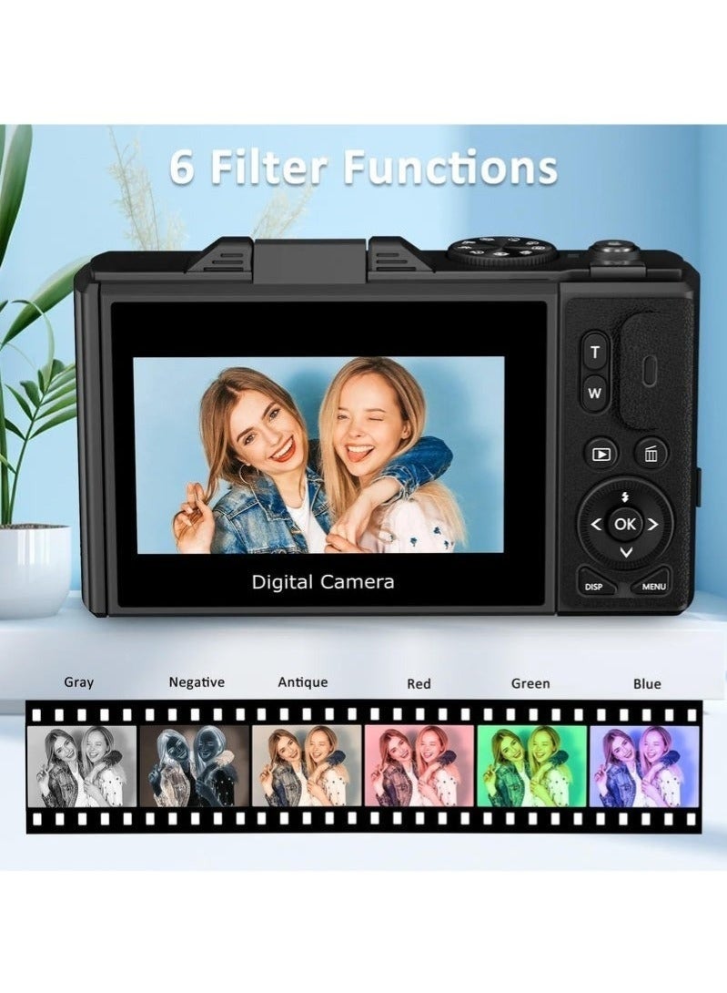 Digisand Digital Cameras 75MP Digital Camera for Photography and Video, 5K Vlogging Camera for YouTube with 3'' Flip Screen, 18X Digital Zoom Digital Camera for Gift, Compact Anti Shake Vlogging Camera for Live Streaming Travel with 128GB SD Card - Image 4