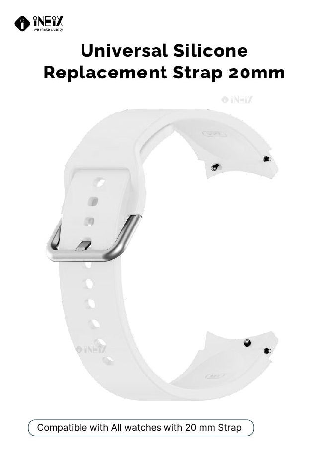 INEIX Silicone Replacement Strap For Universal 20 mm White  - Image 1