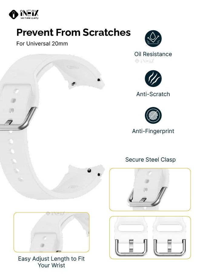 INEIX Silicone Replacement Strap For Universal 20 mm White  - Image 2