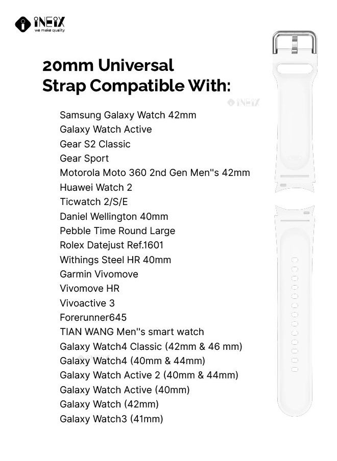 INEIX Silicone Replacement Strap For Universal 20 mm White  - Image 3