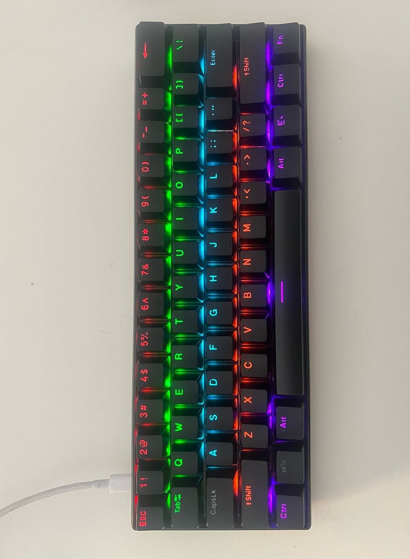 Bajeal K101 Ergonomic Tritium 60% Rainbow RGB Gaming Mechanical Keyboard - Image 3