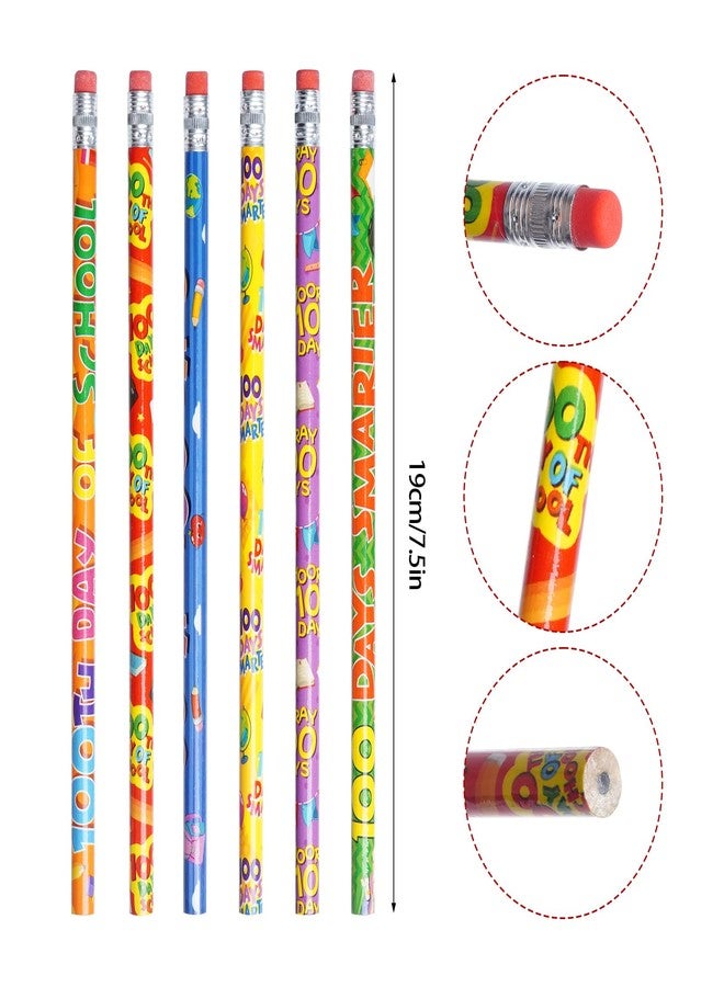 Rbenxia 48PCS 100th Days Wooden Pencils with Erasers Assortment Colorful Novelty Pencils Awards Incentives for Office Supplies Giveaways Favor - Image 2