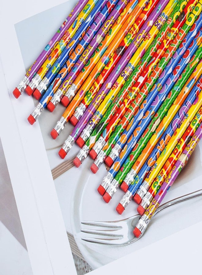 Rbenxia 48PCS 100th Days Wooden Pencils with Erasers Assortment Colorful Novelty Pencils Awards Incentives for Office Supplies Giveaways Favor - Image 3