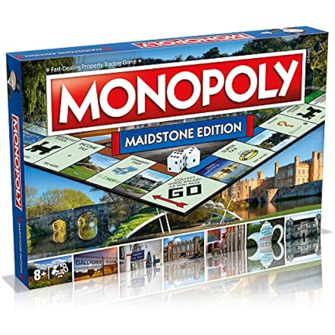 Winning Moves Hasbro Maidstone Monopoly Board Game Advance to Yalding Bridge Teapot Island and the Hazlitt Theatre 26 players makes a great gift for players aged 8 plus