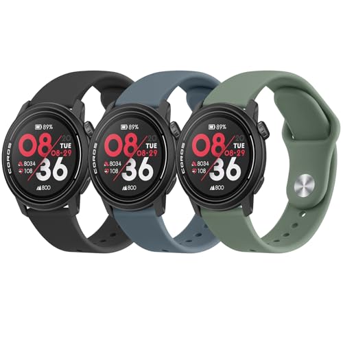 Meliya Bands for Coros Pace 3 Pace 4Apex 2 ProApex ProApex 46mm Smart Watch Bands 22mm Soft Silicone Sport Strap Replacement Band for Coros Pace 43 Watch BlackBlueGrayCactus - Image 1