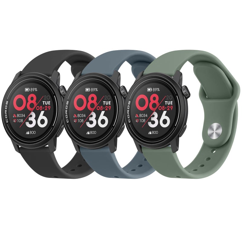 Meliya Bands for Coros Pace 3 Pace 4Apex 2 ProApex ProApex 46mm Smart Watch Bands 22mm Soft Silicone Sport Strap Replacement Band for Coros Pace 43 Watch BlackBlueGrayCactus - Image 3