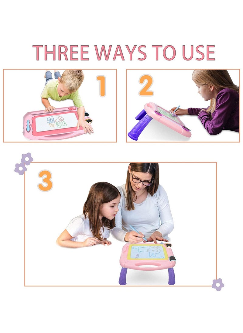 Bebiland - Magnetic Drawing Board for Kids, 10 Inch Color Erasable Doodle Writing Pad, Toddler Girl Toys and Gift, Doodle Board Pad Learning and Educational Toys (Pink/Purple) - Image 1