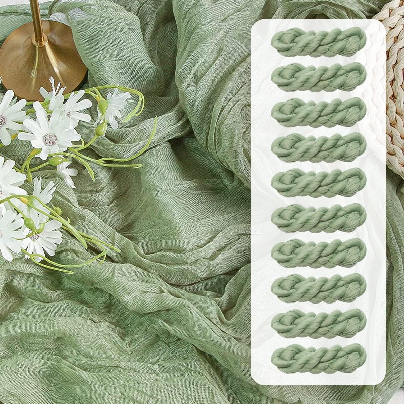 FEXIA 10 Pack Sage Green Table Runner 35x120 Inches for Baby Shower Decoration Gauze Table Runner for Wedding Party First Communion Centerpiece Engagement Bridal Shower Boho Decoration Sage Green