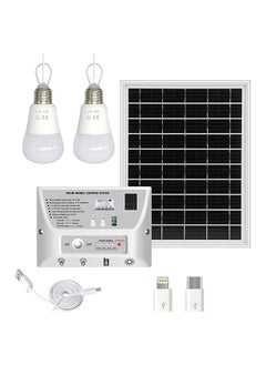 Portable Solar Lighting System Waterproof 5.5W Solar Panel 1W & 2W LED Bulbs 5000mAh Controller with Phone Charging Port Compatible with Android/ iOS/ Type-C Outdoor Bulb Lamps