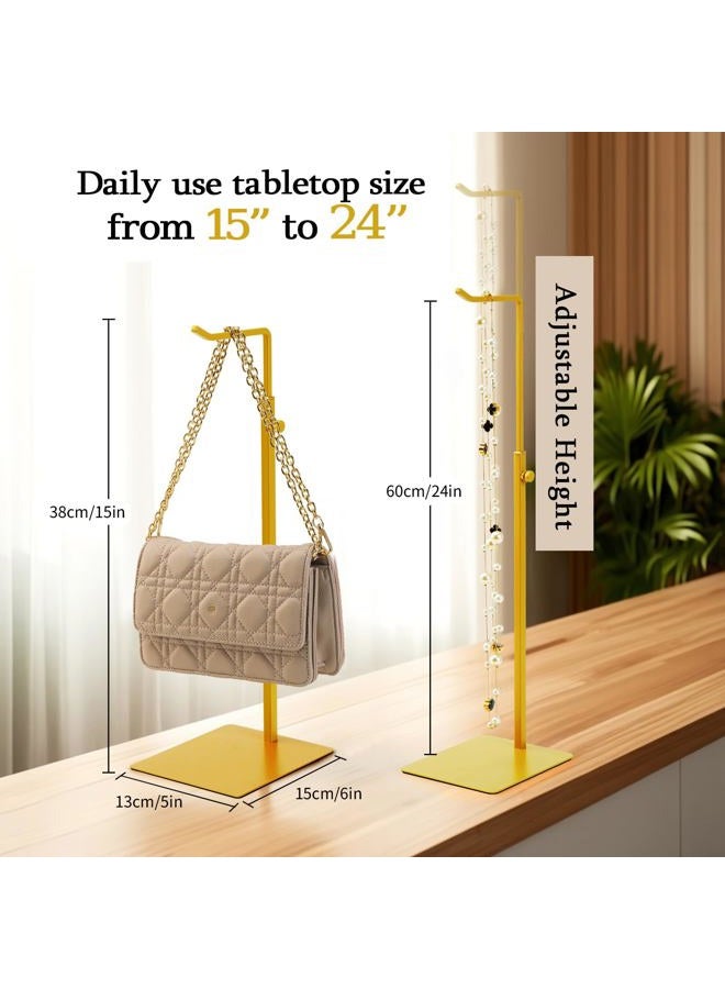 KMtilsh Purse Holder, Adjustable Purse Display Stand , Golden Handbag Display Stand, Hanger Rack for Bags, Suitable For Desktops, Wardrobes And Commercial Storeshook Stand - Image 2