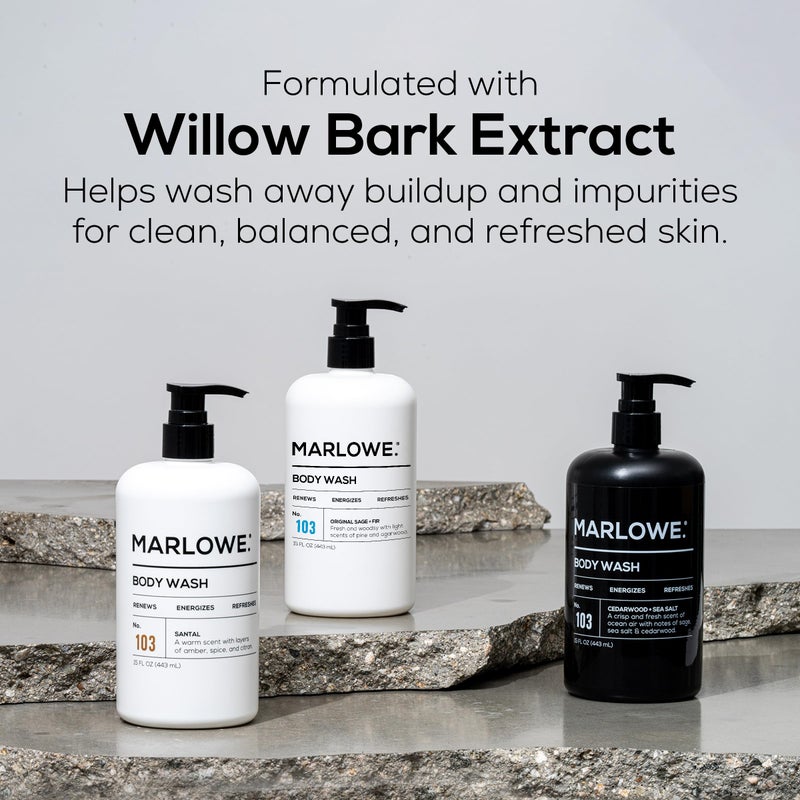 MARLOWE. No. 103 Body Wash 16 oz Pump, Original, Energizing & Refreshing Shower Gel with Willow Bark & Green Tea Extracts, Cleanses, Moisturizes, Smooths & Nourishes, Fresh Pine & Agarwood Scent - Image 5