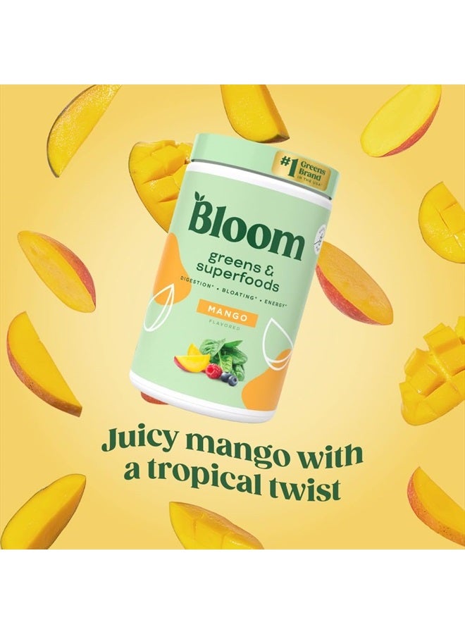 Bloom Nutrition Superfood Greens Powder, Digestive Enzymes with Probiotics and Prebiotics, Gut Health, Bloating Relief for Women, Chlorella, Green Juice Mix with Beet Root Powder, 25 SVG, Mango - Image 2