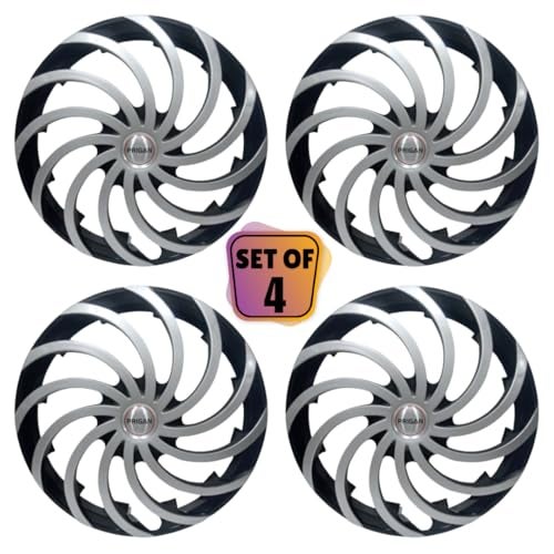 PRIGAN 16 Inch Silver Black Wheel Cover/Cap for All 16 Inch Cars (Size 16 Inch) (Set of 4 Pcs) (Press Fitting) Model- Cyclone Silver Black 16 - Image 2