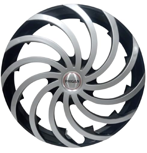 PRIGAN 16 Inch Silver Black Wheel Cover/Cap for All 16 Inch Cars (Size 16 Inch) (Set of 4 Pcs) (Press Fitting) Model- Cyclone Silver Black 16 - Image 1
