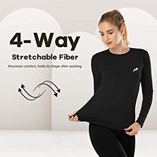 QUADA Women's Compression Dry Fit Long Sleeve Running Athletic T-Shirt & Lower Workout Sports. (Black, XL) - Image 4