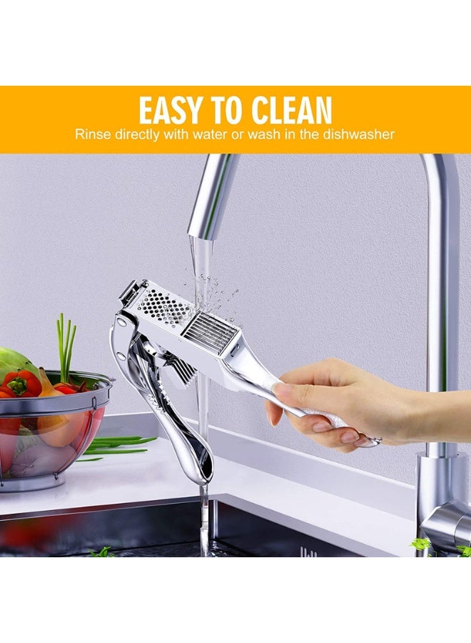 أكنزلмед ضغط الثوم من الفولاذ المقاوم للصدأ 2 في 1 مطحنة الثوم أداة مطبخ متعددة الوظائف سهلة التنظيف ومتانة مناسبة للعائلات السعودية - Image 4