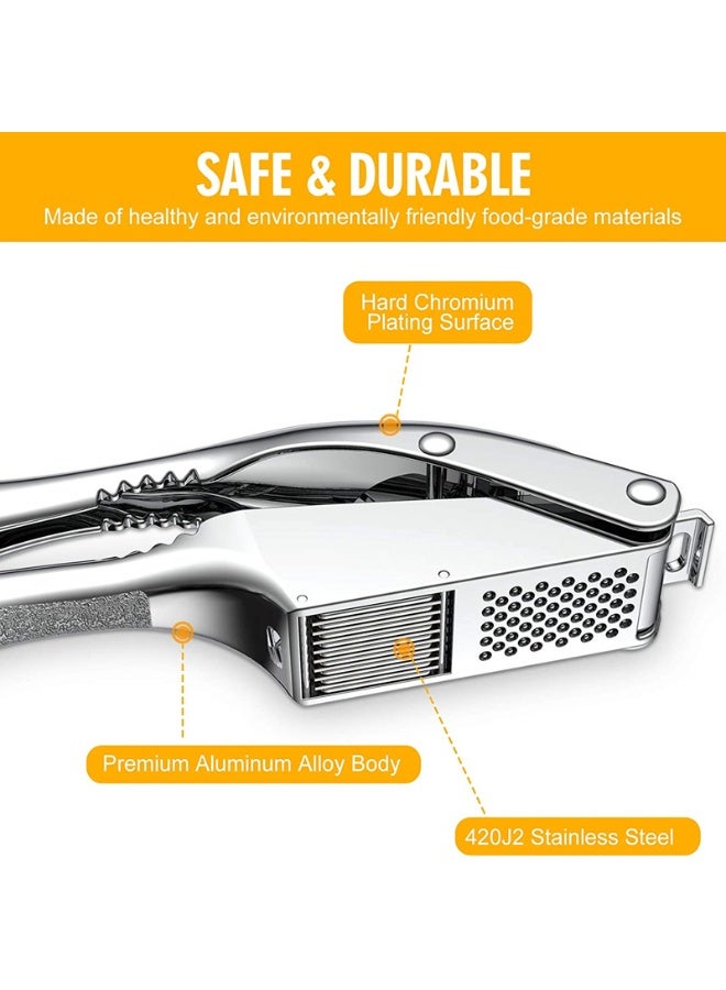 أكنزلмед ضغط الثوم من الفولاذ المقاوم للصدأ 2 في 1 مطحنة الثوم أداة مطبخ متعددة الوظائف سهلة التنظيف ومتانة مناسبة للعائلات السعودية - Image 3