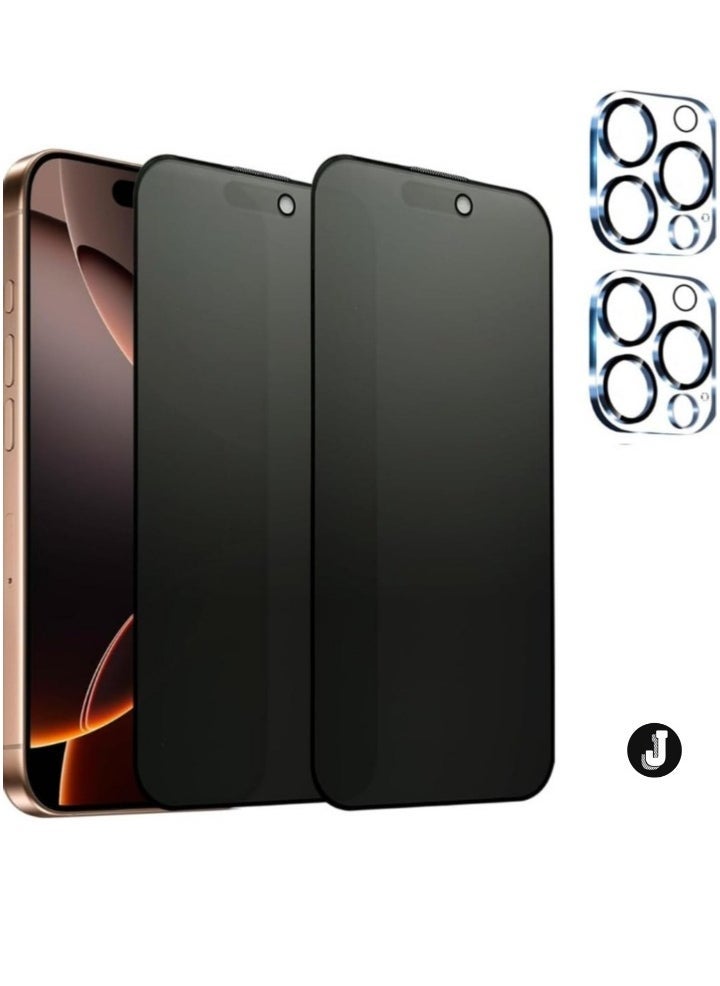 JAJEEK "2024 2-Pack Matte Privacy Screen Protector & Camera Lens Protector for iPhone 16 Pro Max – Anti-Spy, Anti-Glare, Eye Protection, Tempered Glass Film (6.9 Inches)" - Image 1