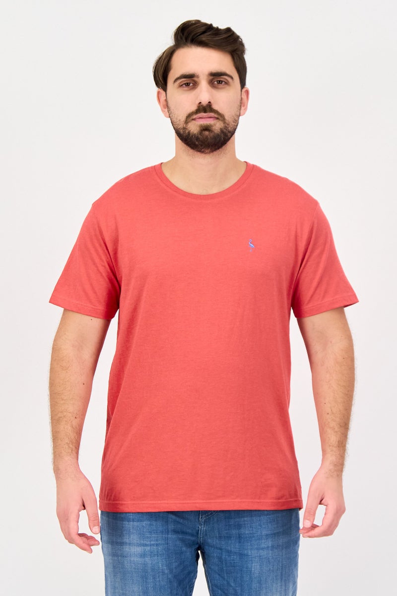 Tailorbyrd Men Crew Neck Short Sleeve Embroidered Logo T-Shirt, Red - Image 1