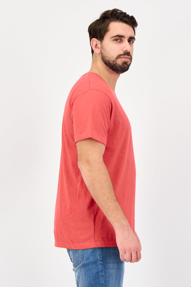 Tailorbyrd Men Crew Neck Short Sleeve Embroidered Logo T-Shirt, Red - Image 3