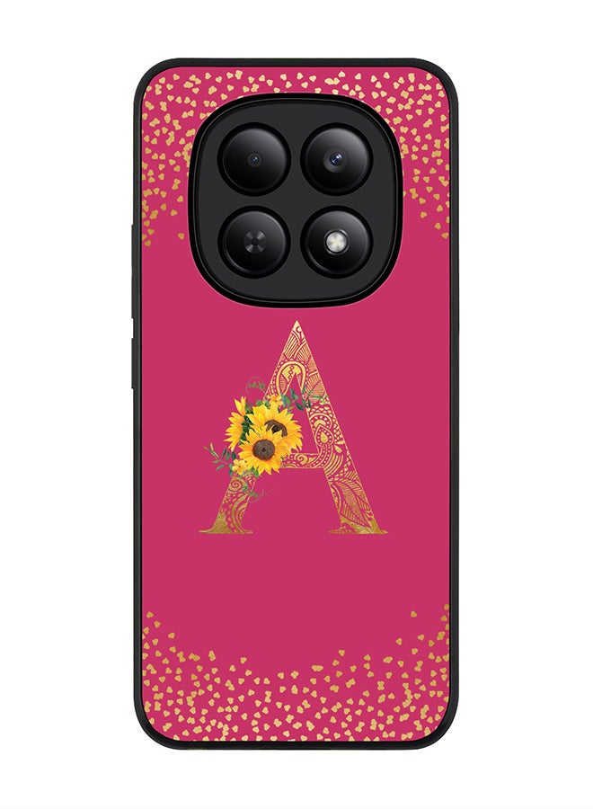 For Xiaomi Redmi Note 15 4G Case,Slim fit Camera Protection, Shockproof Thin Phone cover  - Custom Floral Monogram - A ( Deep Pink )