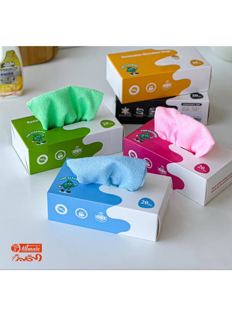 Pull-Out Microfiber Rags Cleaning Cloths Value Pack of 3 Boxes (Total 60 Pcs) Disposable Tissue Box Style Microfiber Towels for Kitchen Home and Car Cleaning - Image 1