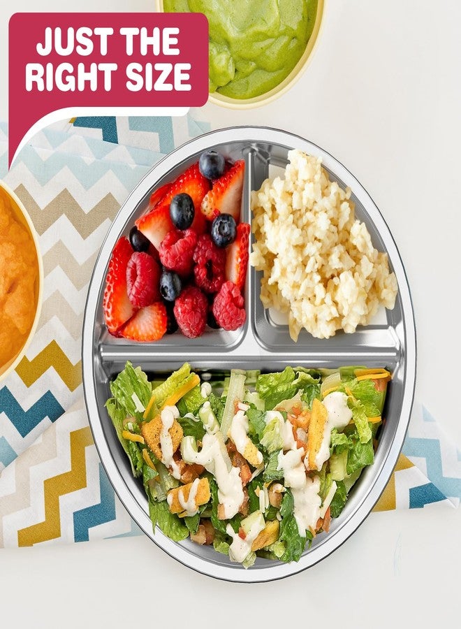 Jayour Kids Stainless Steel Plates with Anti-Slip Silicone Sleeves | Microwave & Dishwasher Safe | Premium Divided Plates for Hassle-Free Eating | Perfect for Toddlers & Kids of All Ages - Set of 4 Plates - Image 2