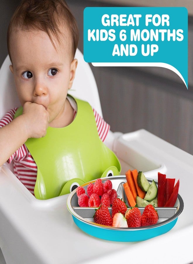 Jayour Kids Stainless Steel Plates with Anti-Slip Silicone Sleeves | Microwave & Dishwasher Safe | Premium Divided Plates for Hassle-Free Eating | Perfect for Toddlers & Kids of All Ages - Set of 4 Plates - Image 4